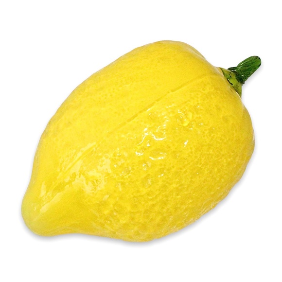 Vintage Art Glass Lemon Figurine Murano Style Realistic Citrus Fruit Statuette - Picture 3 of 5